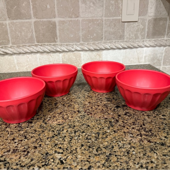 Anthropologie Red Matte Latte Cereal Bowls - Set of Four - Picture 2 of 6